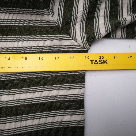 Eddie Bauer Ladies Size Medium Army Green/Off White Striped Fleece Lined Hoodie - Picture 10 of 13